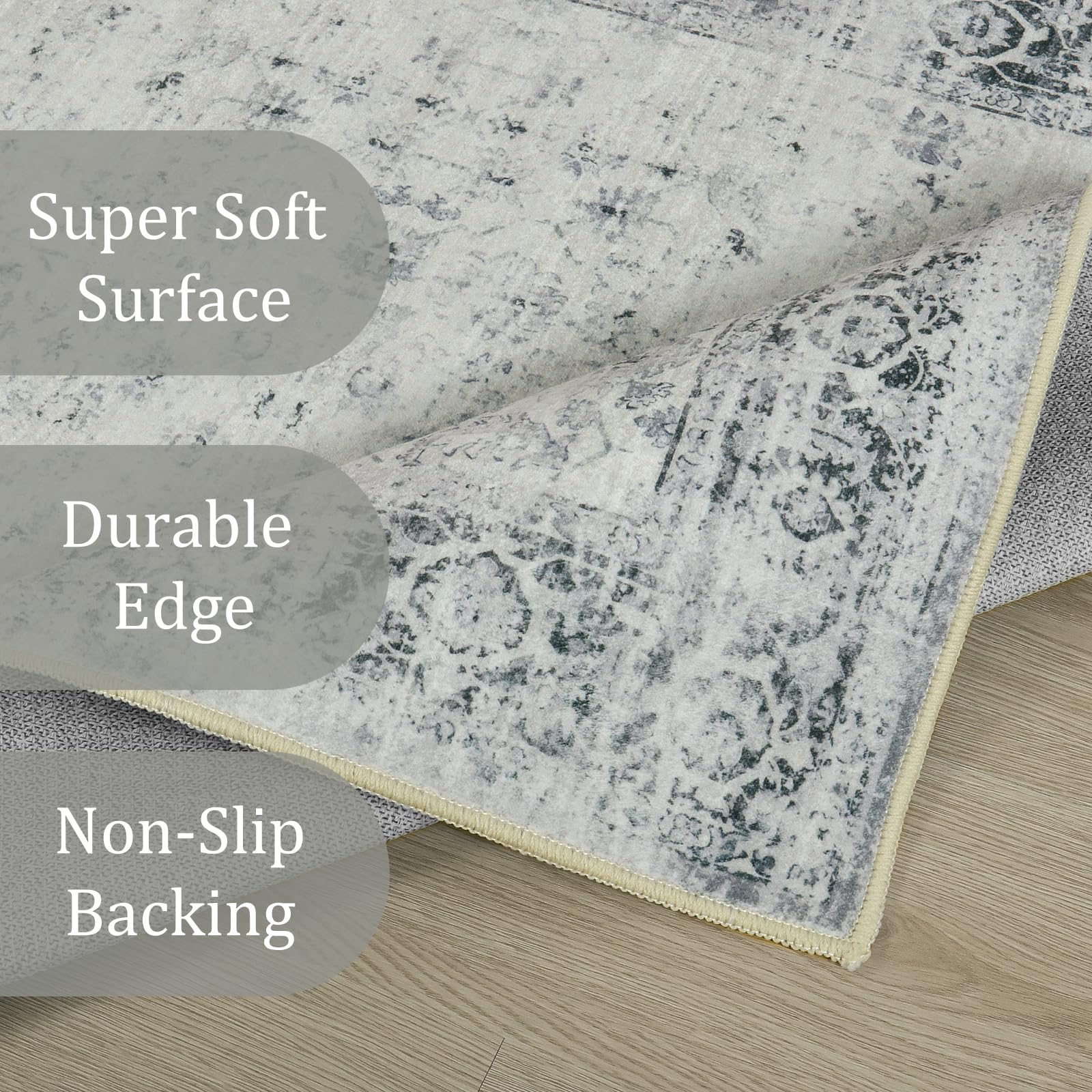 Morebes Vintage 12Ft Runners For Hallways-Washable Long Kitchen Rugs Runners,Soft Distressed Carpet Runner For Living Room Non-S