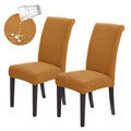 Joccun Chair Covers For Dining Room Set Of 2,Water Repellent Dining Chair Slipcovers Stretch Dining Room Chair Covers Seat Protector,Washable Parsons Chair Cover For Home,Hotel,Banquet(Gold,2 Pack)