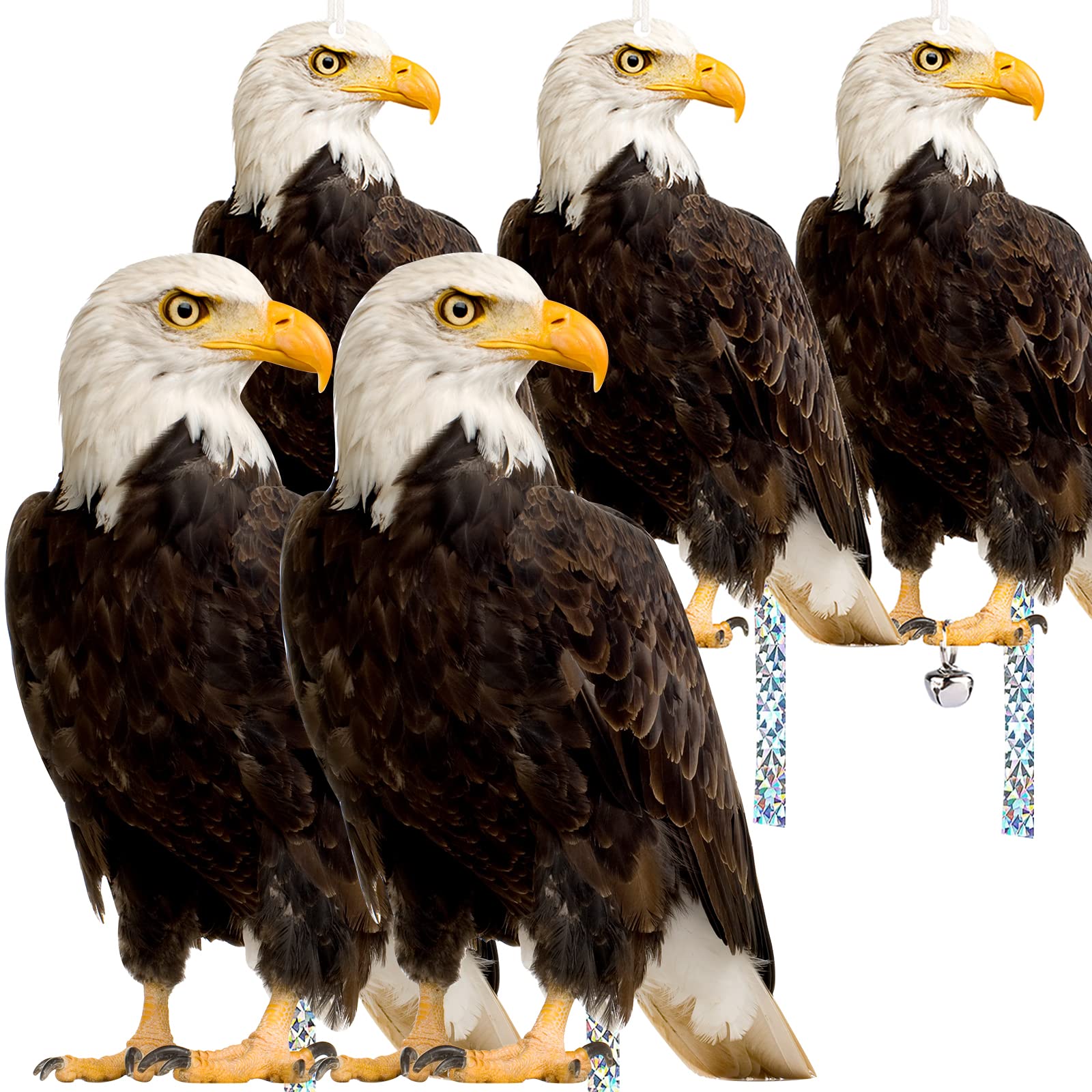 Kungfu Mall Owl To Keep Birds Away, 5 Pack Bird Scare Hawk Fake Owl, Reflective Hanging Bird Decoration, Bird Control Device To