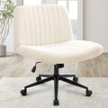 Orange Factory Criss Cross Chair Wheels Wide Cross Legged Office Desk Vanity Dual Base Comfy Fabric Armless Adjustable Swivel fo