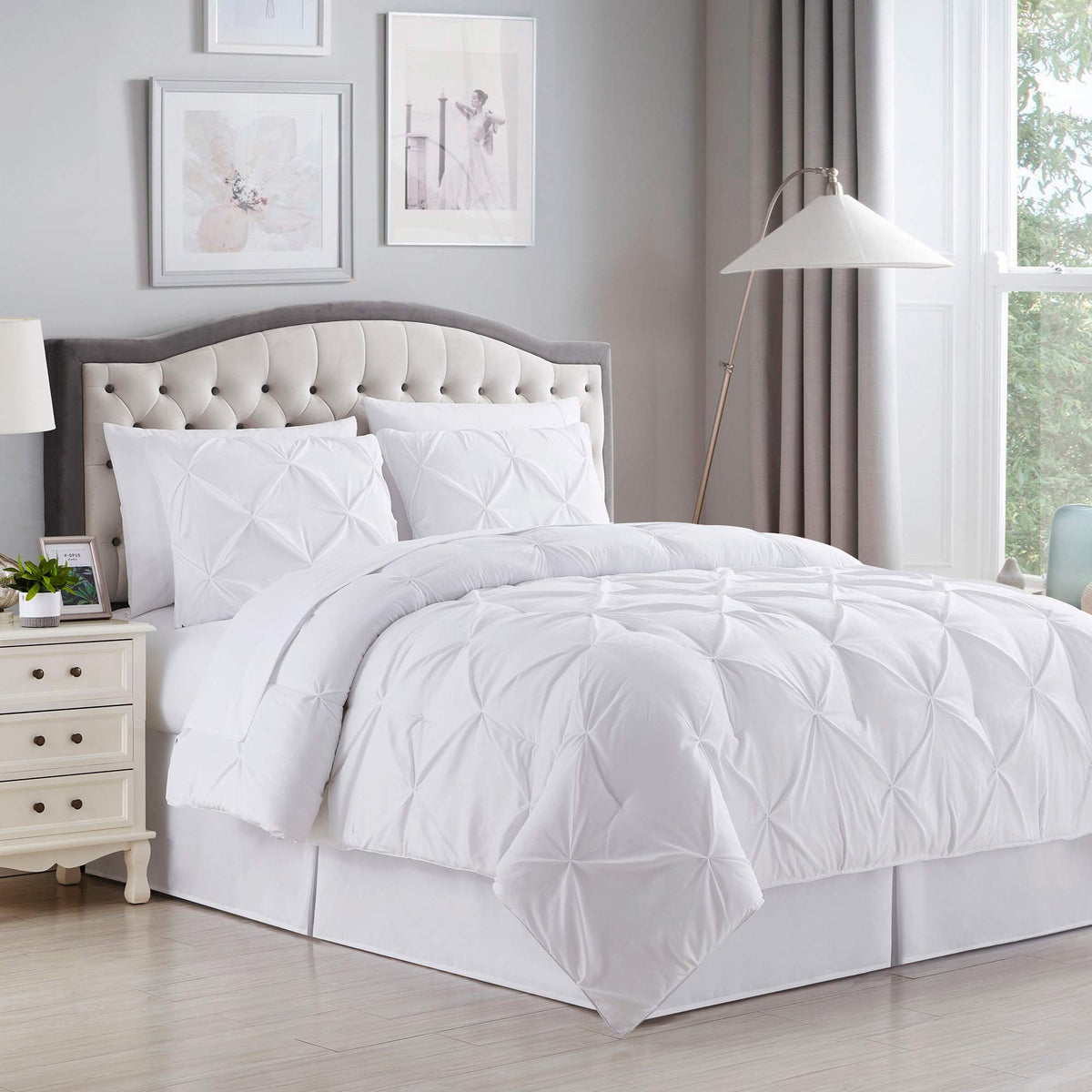 King Size Comforter Set 8 Piece Bed In A Bag With Bed Skirt, Fitted Sheet, Flat Sheet, 2 Pillowcases, 2 Pillow Shams, King, Pint