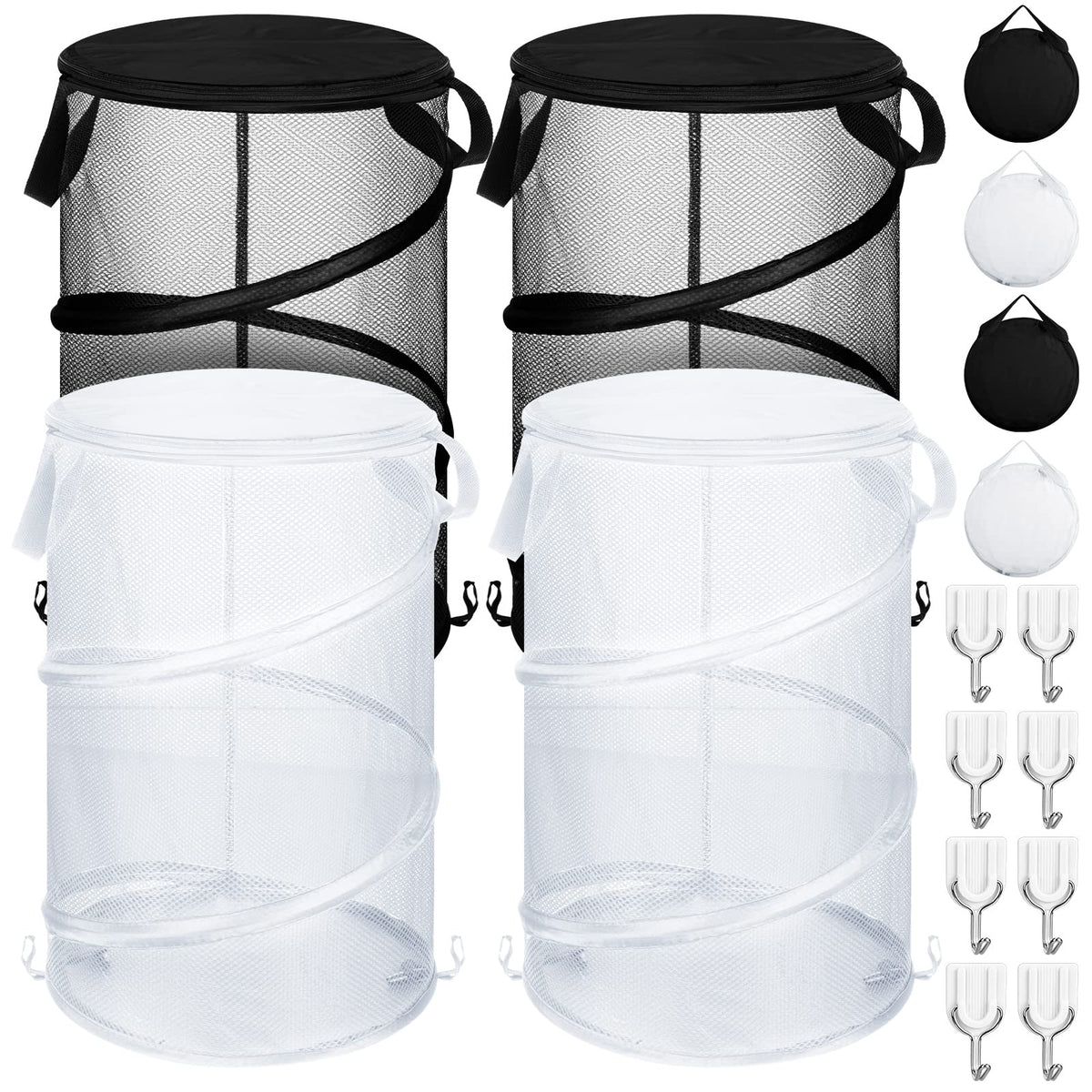 Hoolerry 4 Set Pop up Laundry Hamper with Lid Mesh Collapsible