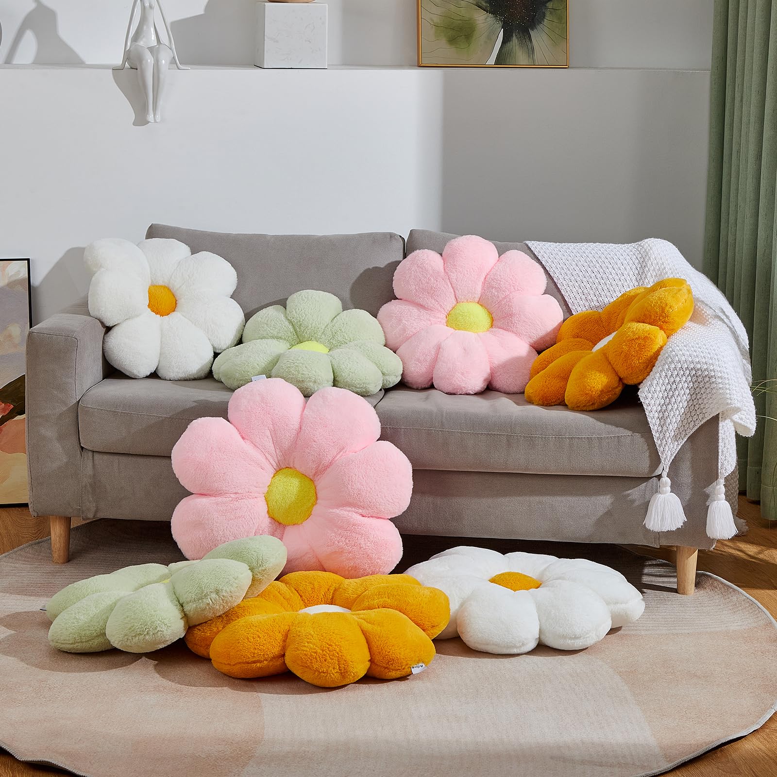 Ailive 17.7In Cute Pink Daisy Flower Shaped Kids Throw Pillow Flower Throw Pillow Floor Pillow Cushion Sunflower Pillow Decorati