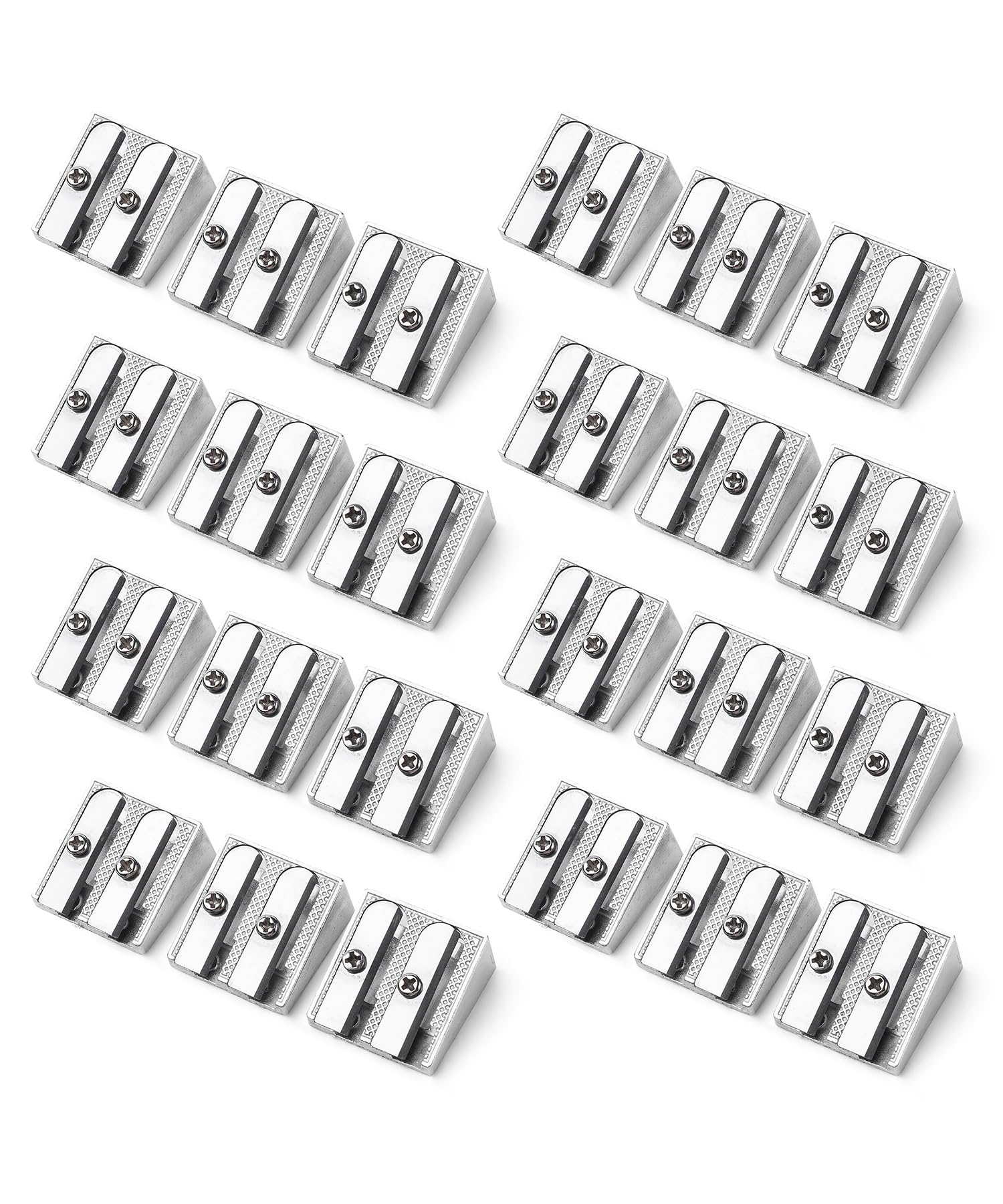 Mr. Pen Handheld Metal Pencil Sharpener - 2 Hole, Pack Of 24, Silver, Colored Pencil Sharpener