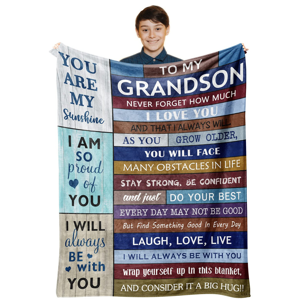 Loxezom Grandson Gifts From Grandma And Grandpa, Gifts For Grandson, Grandson Gifts From Grandparents, Best Grandson Blanket, To