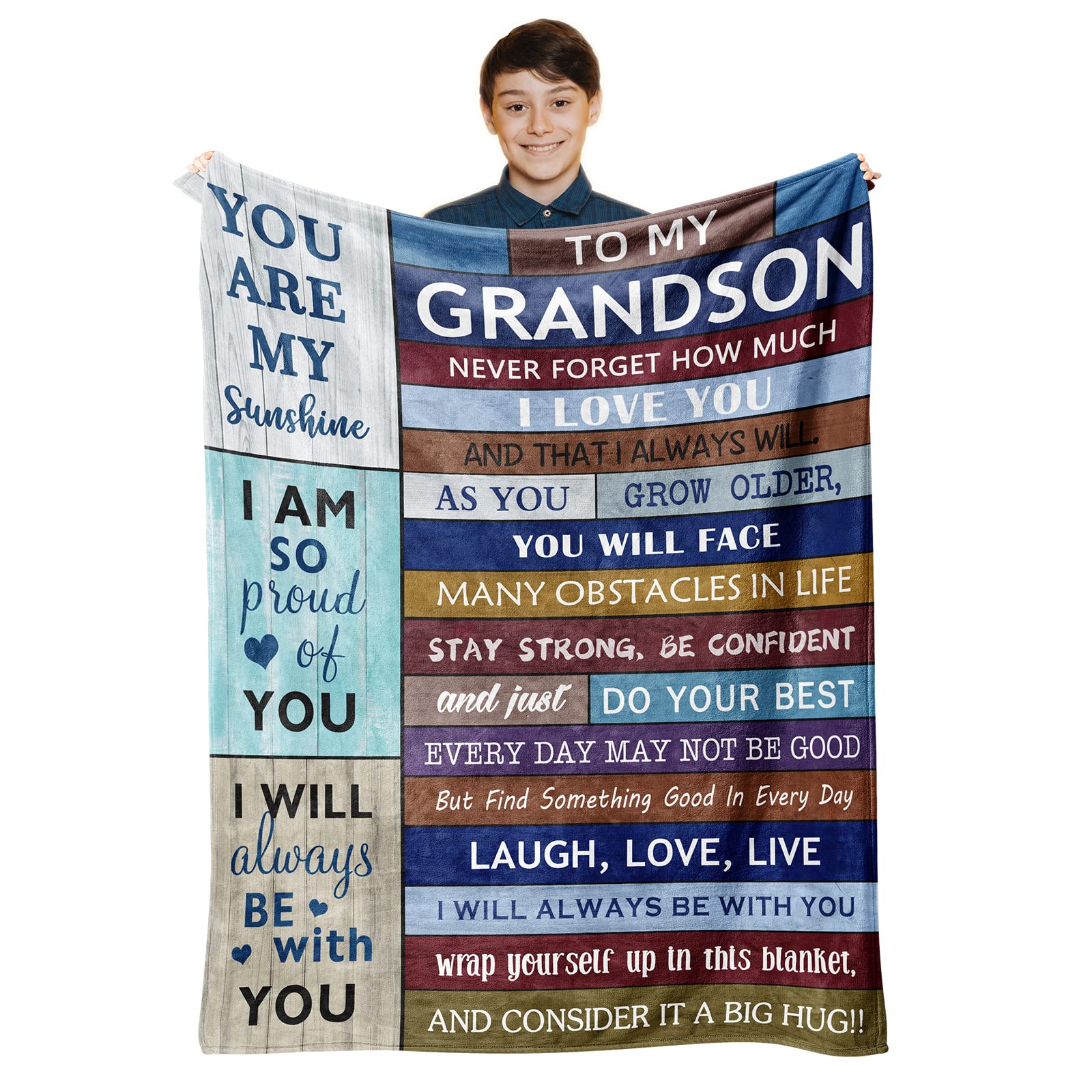 Loxezom Grandson Gifts From Grandma And Grandpa, Gifts For Grandson, Grandson Gifts From Grandparents, Best Grandson Blanket, To