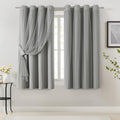 Bujasso Beige 80% Blackout Curtains with Sheer Overlay Mix and Match Double Layer Thermal Insulated Window Panels 63 inch for Li