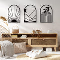 Sokurdeg Black Metal Wall Decor Minimalist Line Wall Art Bohemian Wall Hanging for Bedroom Bathroom Living Room (3 Pack, 12 x 17