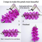 Fnize Artificial Orchid Stems Real Touch Latex Phalaenopsis Branches Faux Cymbidium Flowers 9 Large Petals 38 Inches 2Pcs (Rose