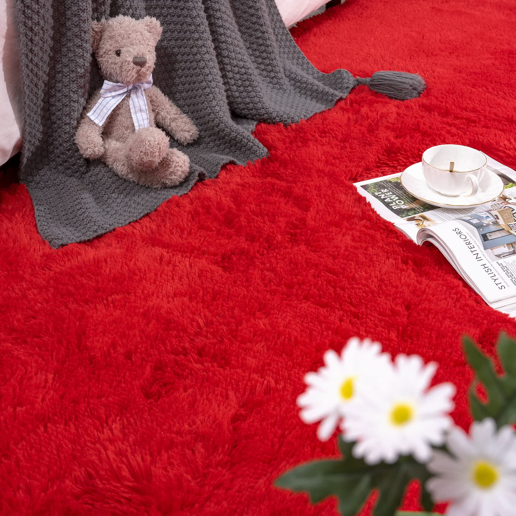 Detum Red Living Room Rug 5X8 Area Rug Red Christmas Rugs For Bedroom Master Room Dining Dorm Kids Room Machine Washable Nonslip