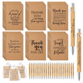 Teling 30 Sets Appreciation Gifts Include Thank You Notebooks Inspirational Bamboo Wooden Retractable Ballpoint Pen With Organza