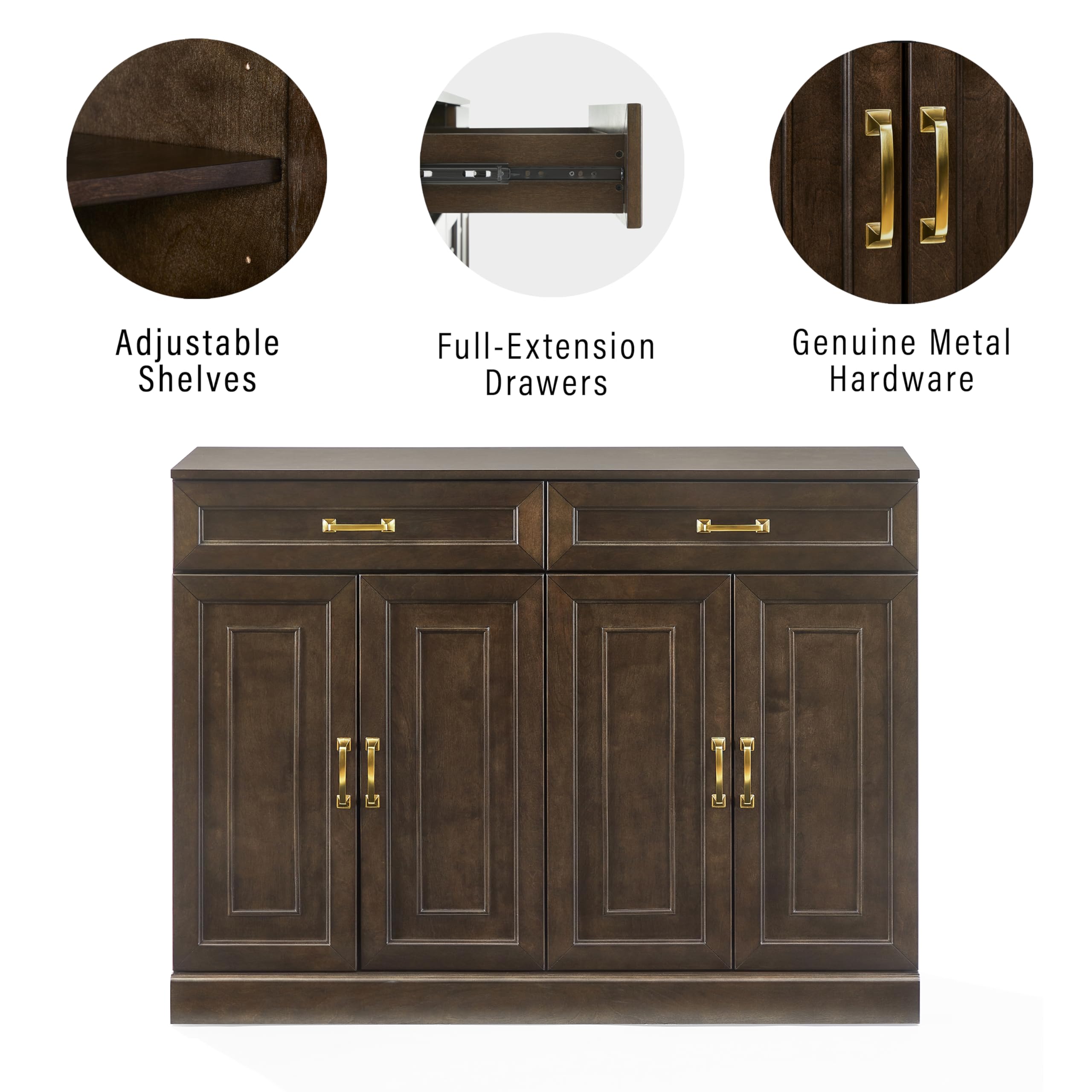 Crosley Furniture Stanton Traditional Sideboard Buffet Cabinet with Storage, Coffee