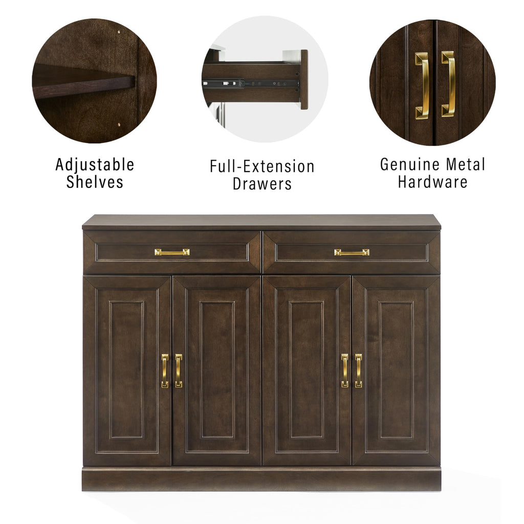 Crosley Furniture Stanton Traditional Sideboard Buffet Cabinet with Storage, Coffee