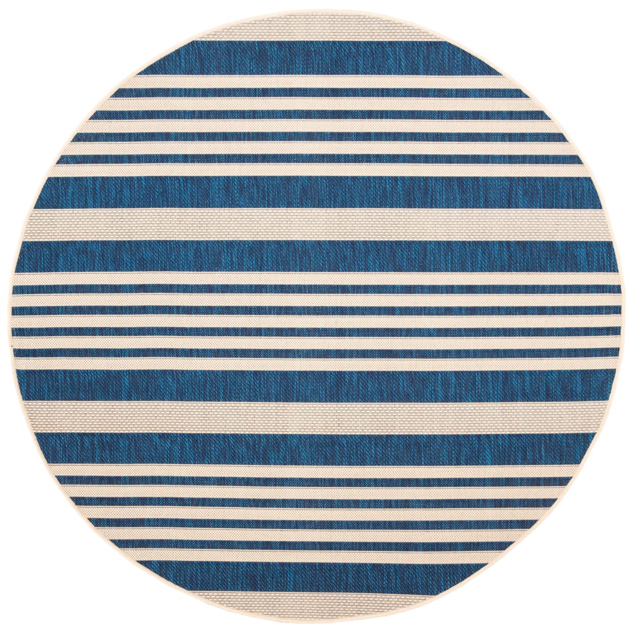 SAFAVIEH Courtyard Collection Area Rug - 4' Round, Navy & Beige, Non-Shedding & Easy Care, Indoor/Outdoor & Washable-Ideal for P