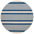 SAFAVIEH Courtyard Collection Area Rug - 53 Round, Navy & Beige, Non-Shedding & Easy Care, Indoor/Outdoor & Washable-Ideal for 