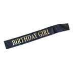 Dadam Birthday Sash For Girls Black Satin Birthday Girl Sash With Gold Glitter Lettering Party Favors, Supplies And Decorations