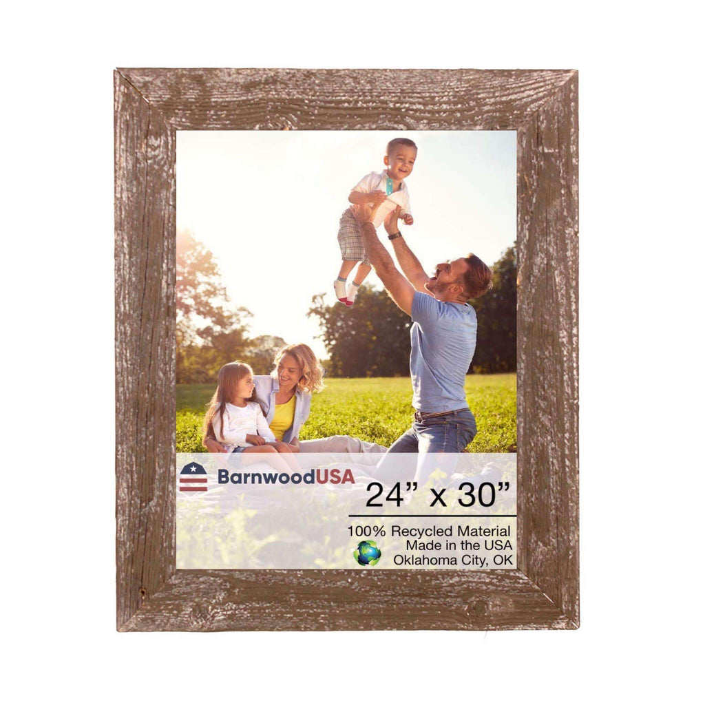 BARNWOODUSA | Farmhouse 24x30 Picture Frame | 1 1/2 inch Molding | 100% Reclaimed Wood | Rustic | Espresso