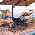 Monibloom 29-Inch Oversized Zero Gravity Chairs Set Of 2, Patio Anti Gravity Recliner, Xl Foldable Outdoor Lounger With Cup Holder Tray, Headrest And Footrest For Beach Camping, Grey