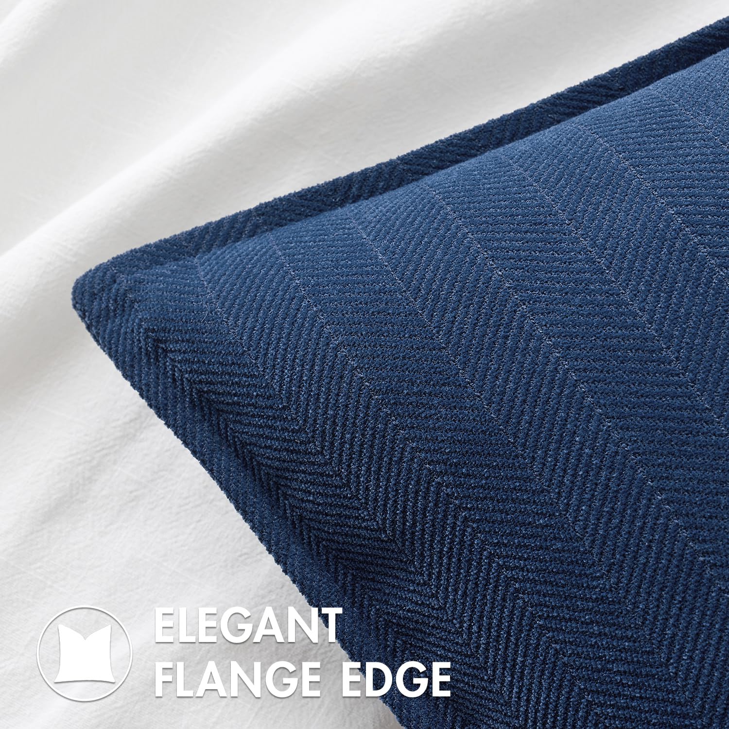 Miulee Pack Of 2 Navy Blue Decorative Pillow Covers 20X20 Inch Soft Chenille Luxurious Couch Throw Pillows Farmhouse Cushion Covers With Elegant Design For Sofa Bedroom Living Room Home Decor