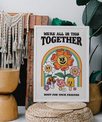 Retro Flower Poster, Groovy Hippie Wall Art, Retro 60S 70S Poster, Positive Quote Wall Art, Cute Room Decor, Cool Wall Decor