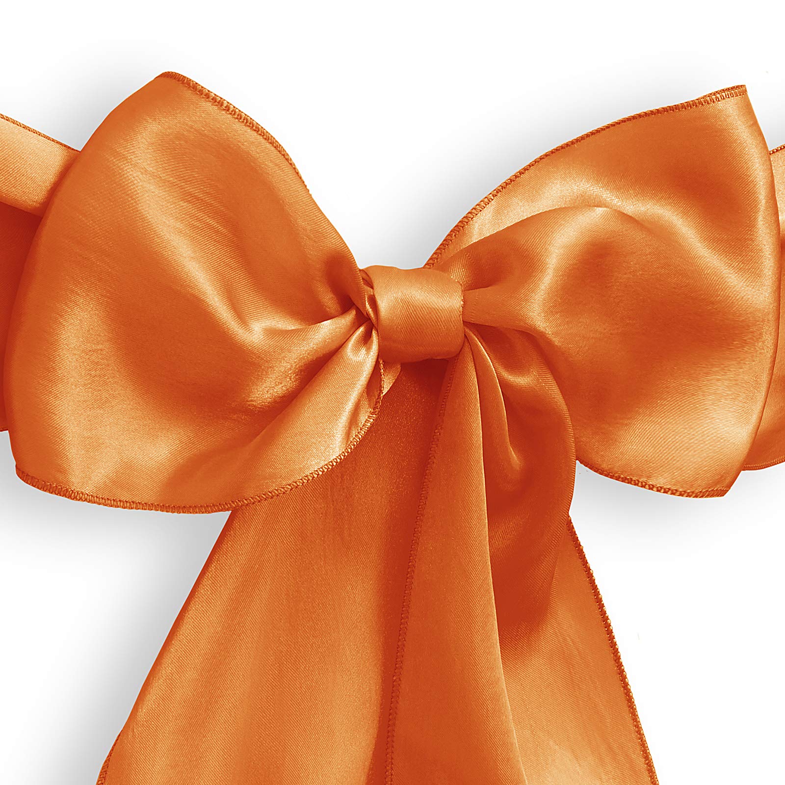 Lann'S Linens - 50 Elegant Satin Wedding/Party Chair Cover Sashes/Bows - Ribbon Tie Back Sash - Orange