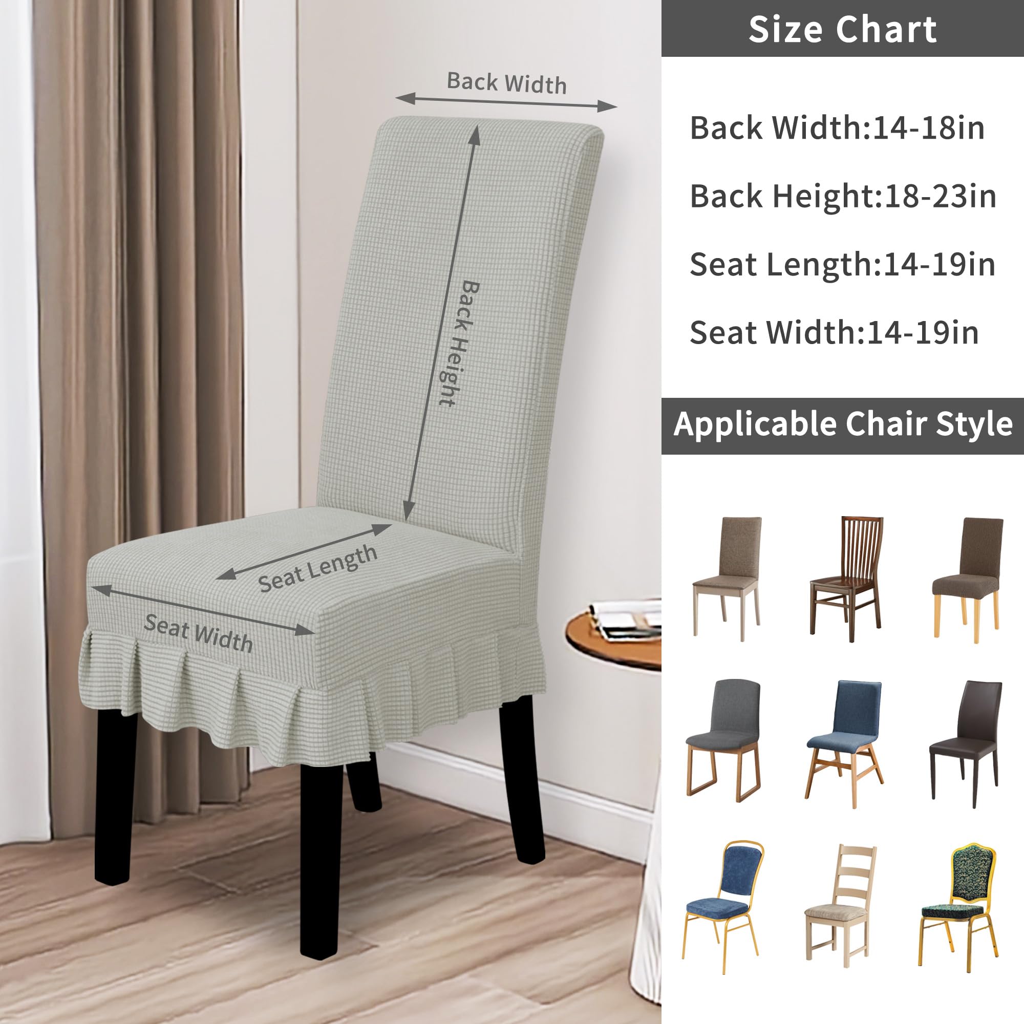 Easy-Going Dining Chair Covers Stretch Parsons Chair Slipcover With Skirt Chair Covers For Dining Room Restaurant Banquet (8 Pcs