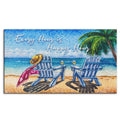 Arttown Beach Shore Tropical Door Mat, 17 X 30 Palm Tree Summer Painting Welcome Doormat Decorative Home Floor Mat, Non Slip Rub