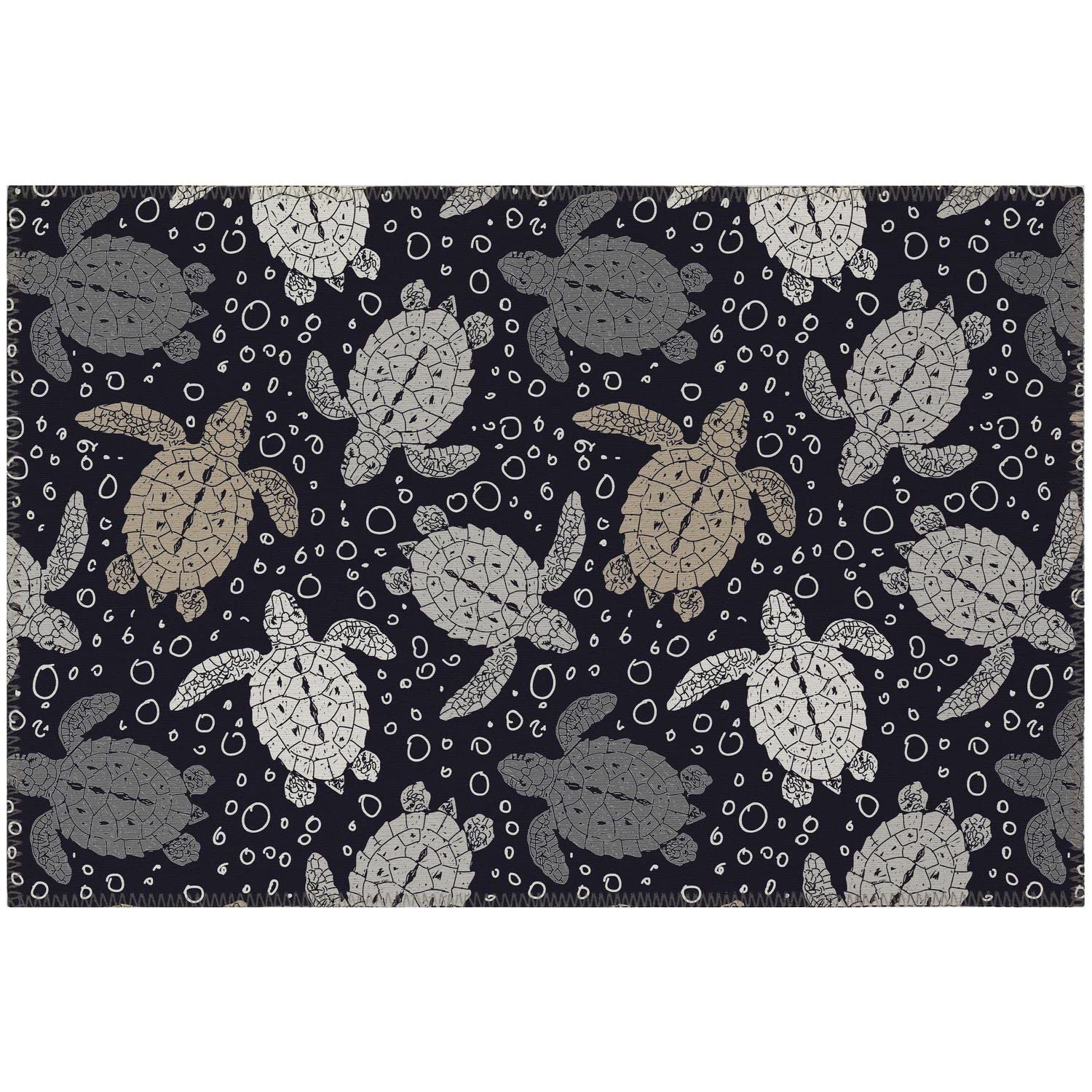 Seabreeze Sz13 Black Coastal Rug Rectangle 10' X 14'