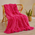 Xege Luxury Faux Fur Blanket, Hot Pink Soft Big Fluffy Blanket Throw, Shaggy Plush Decorative Couch Blanket, Cute Furry Bed Thro