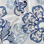 Qilmy Paisley Flower Outdoor Tablecloth 60 Inch Waterproof Round Tablecloth With Umbrella Hole And Zipper For Backyard Party Bbq
