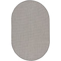 Nourison Courtyard Indoor/Outdoor Ivory/Charcoal 5' X 8' Oval Area Rug, Easy Cleaning, Non Shedding, Bed Room, Living Room, Dini