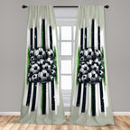 Ambesonne Soccer Window Curtains, Contemporary Design Of Sports Ball Huddle With Grungy Stripes Print, Lightweight Decor 2-Panel