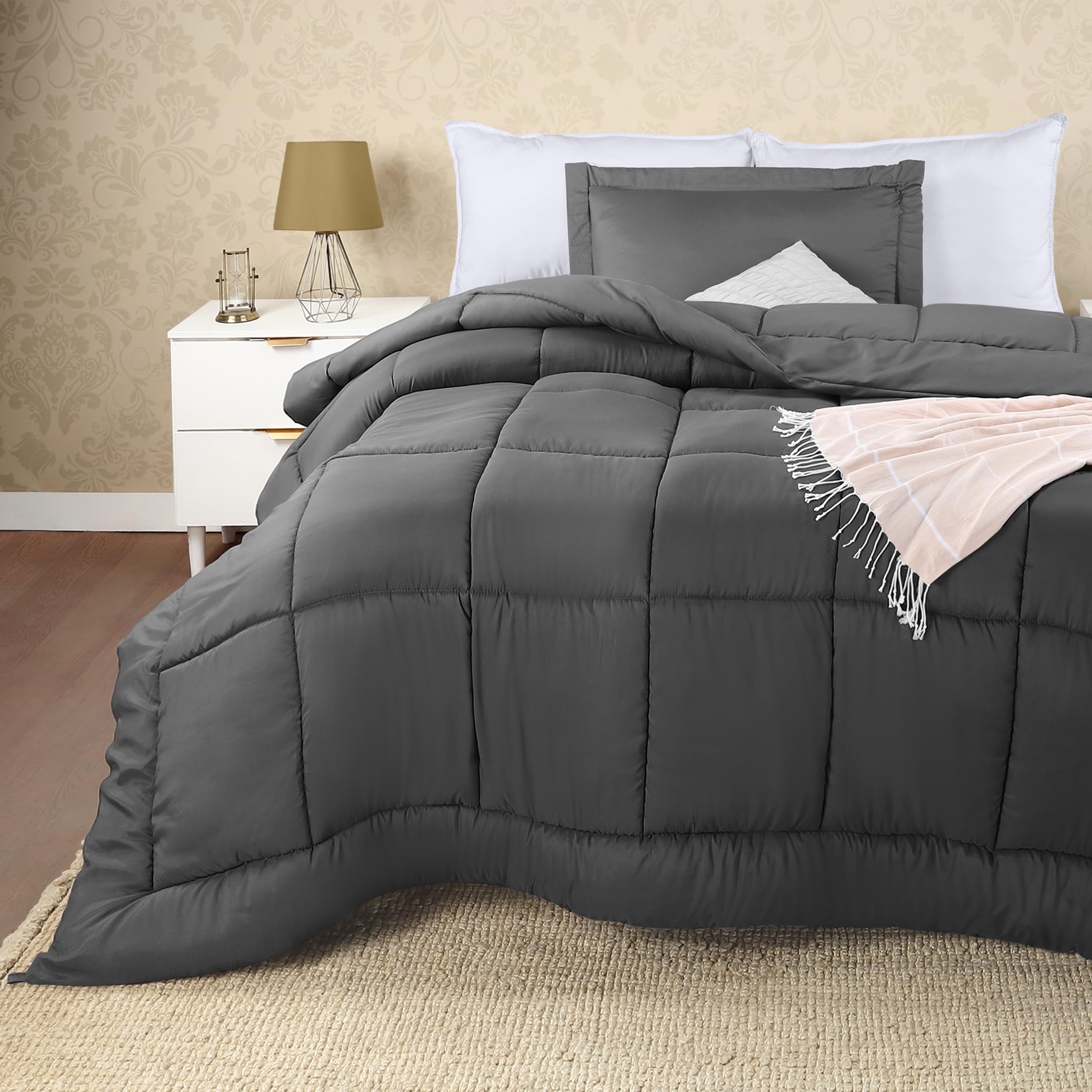 Utopia Bedding Twin Comforter Set Kids With 1 Pillow Sham, Bedding Comforter Sets, Down Alternative Grey Comforter, Soft And Com