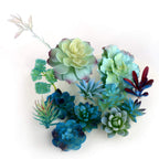 13Pcs Assorted Blue Artificial Succulent Plants Faux Fake Succulents Textured Cactus Stems Cacti Aloe Succulent In Different Art