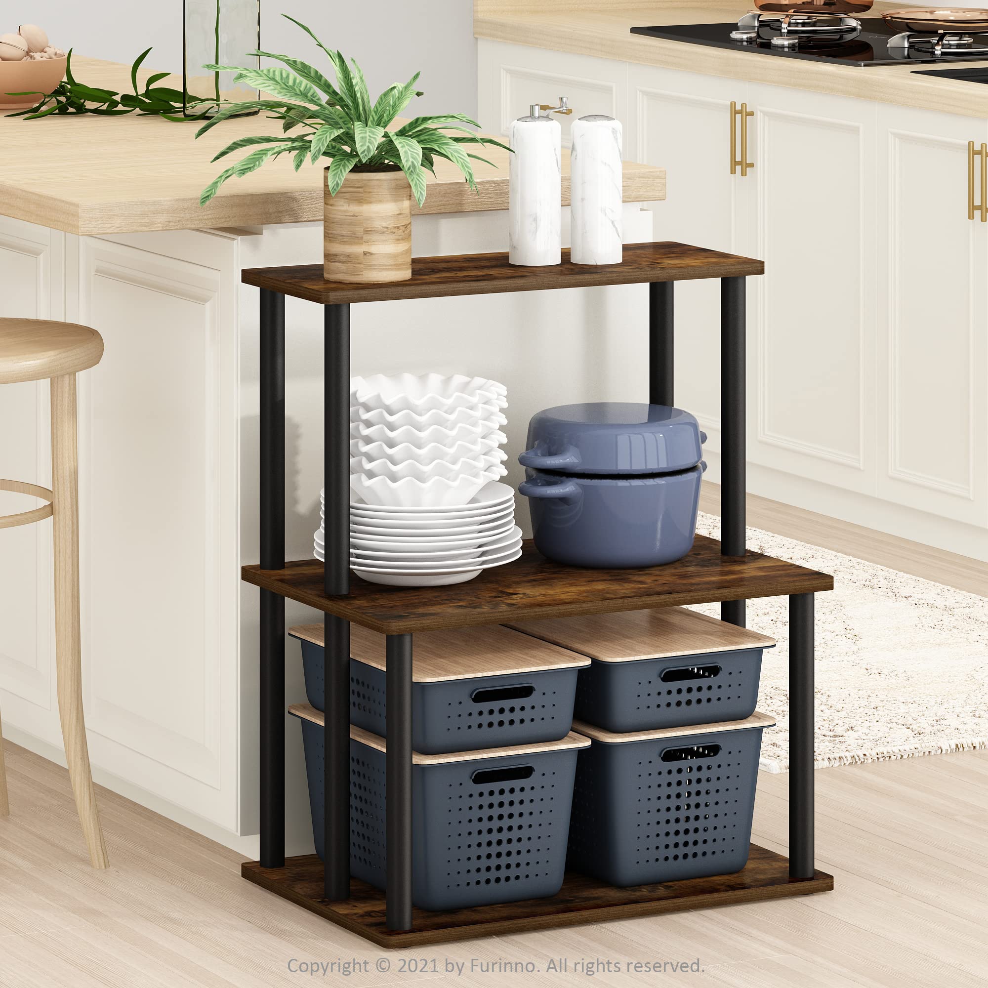 Furinno Turn-N-Tube 3-Tier Kitchen Storage Shelf