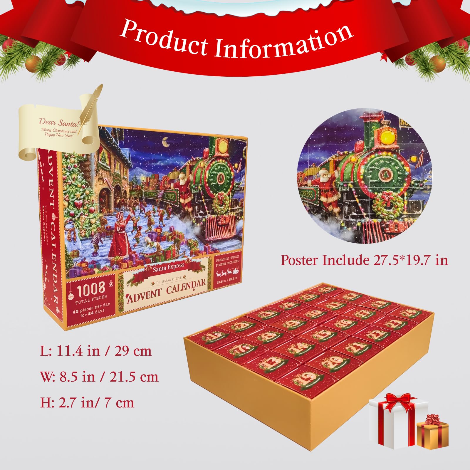 HUYFGDYSA Advent Calendar 2024 - 1008 Piece Christmas Puzzle, Colorful Countdown for Home Wall Decor & Holiday Gifts