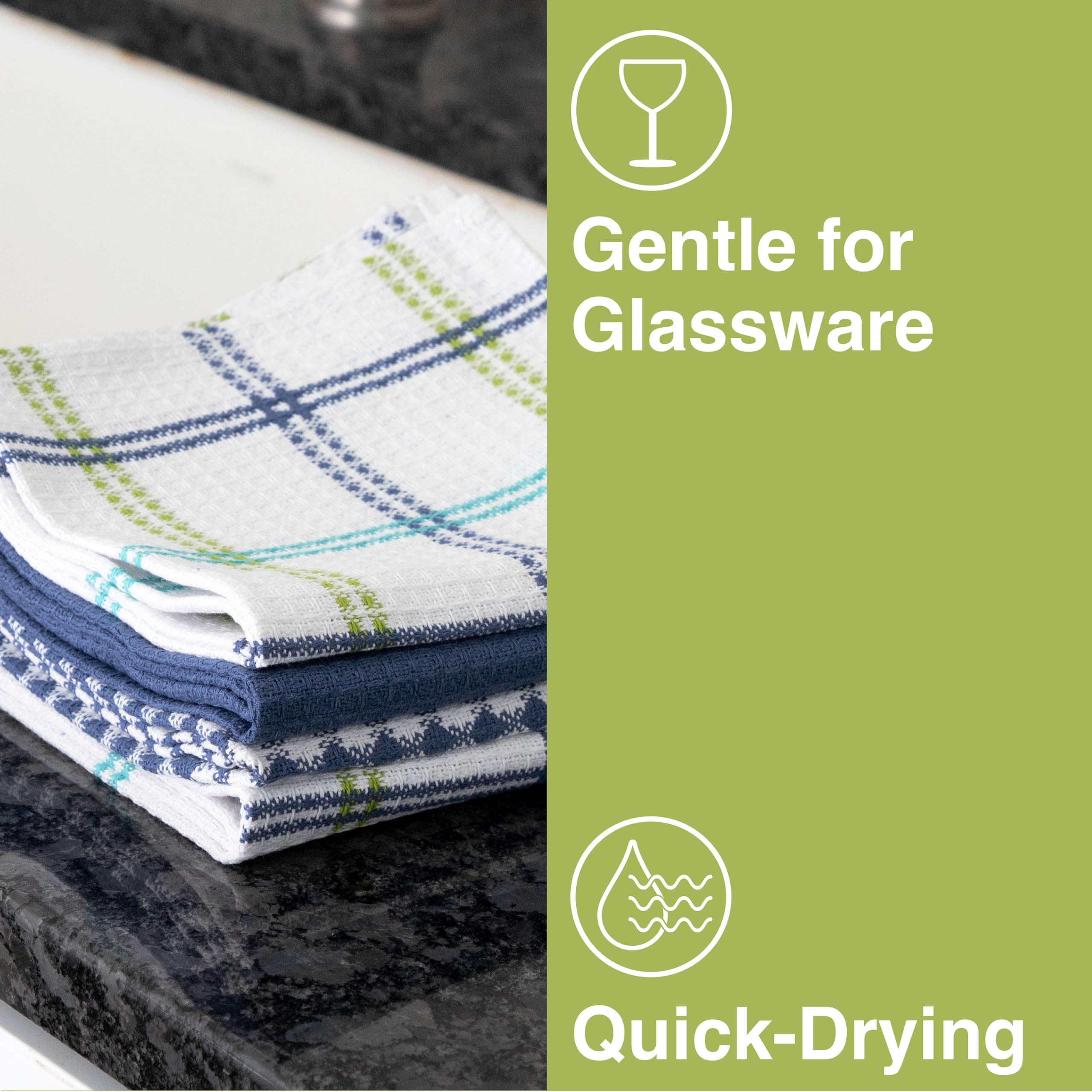 T-Fal Premium Waffle Dish Cloths: Highly Absorbent, Super Soft - 100% Cotton, 12'X13' Flat Waffle Dish Cloth For Cleaning & Drying, (4-Pack), Cool