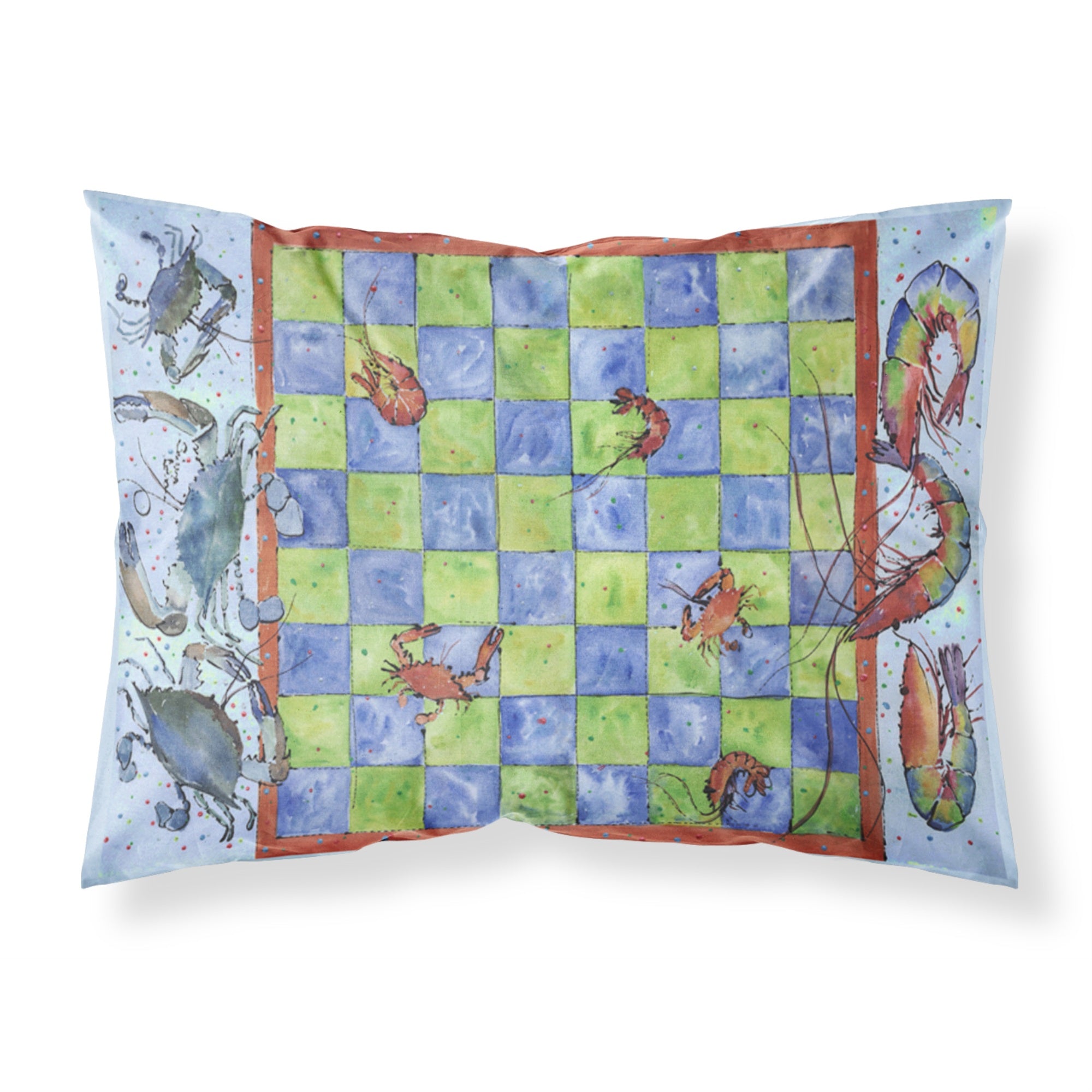 'Caroline'S Treasures 8196Pillowcase Crab And Shrimp Checkerboard Moisture Wicking Fabric Standard Pillowcase, Large, Multicolo