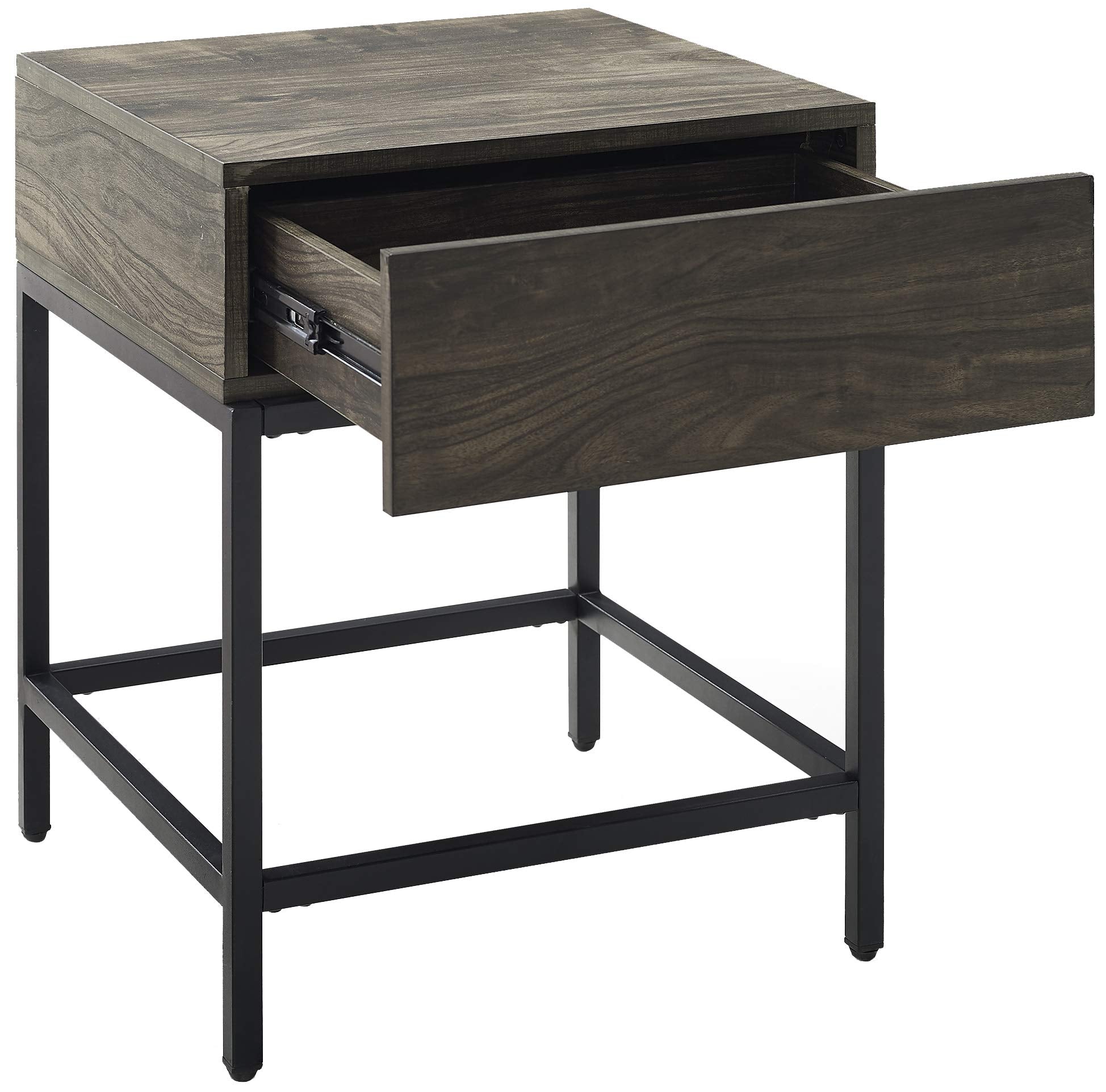 Crosley Furniture Jacobsen Small Side End Table With Storage Drawer For Living Room, Brown Ash
