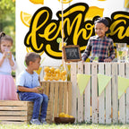 Lemonade Backdrop Banner Decor White - Lemon Party Theme Decorations For Lemonade Stand Birthday Supplies,Yellow
