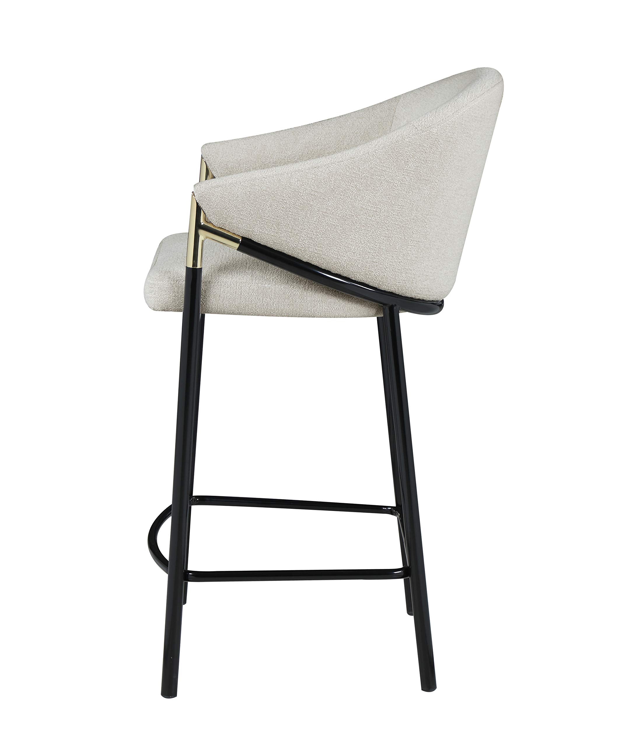 Coaster Home Furnishings Chadwick Farlow Set of 2 Counter Height Bar Stool Beige Fabric Upholstered Barstool Sturdy Metal Frame with Footrest 183436