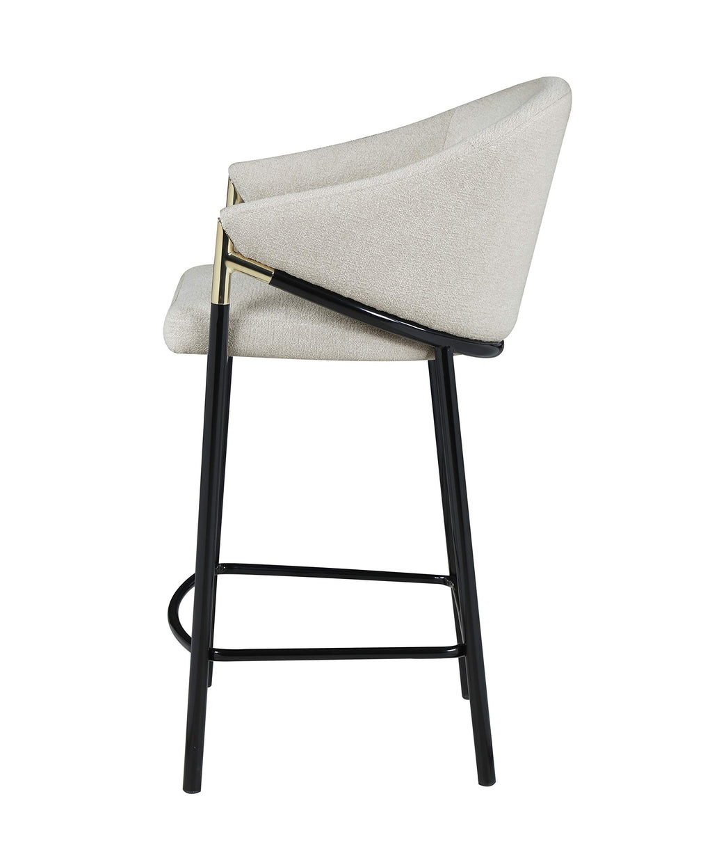 Coaster Home Furnishings Chadwick Farlow Set of 2 Counter Height Bar Stool Beige Fabric Upholstered Barstool Sturdy Metal Frame with Footrest 183436