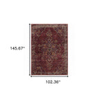 HomeRoots 510047 9 x 12 ft. Red & Gold Oriental Power Loom Stain Resistant Rectangle Area Rug