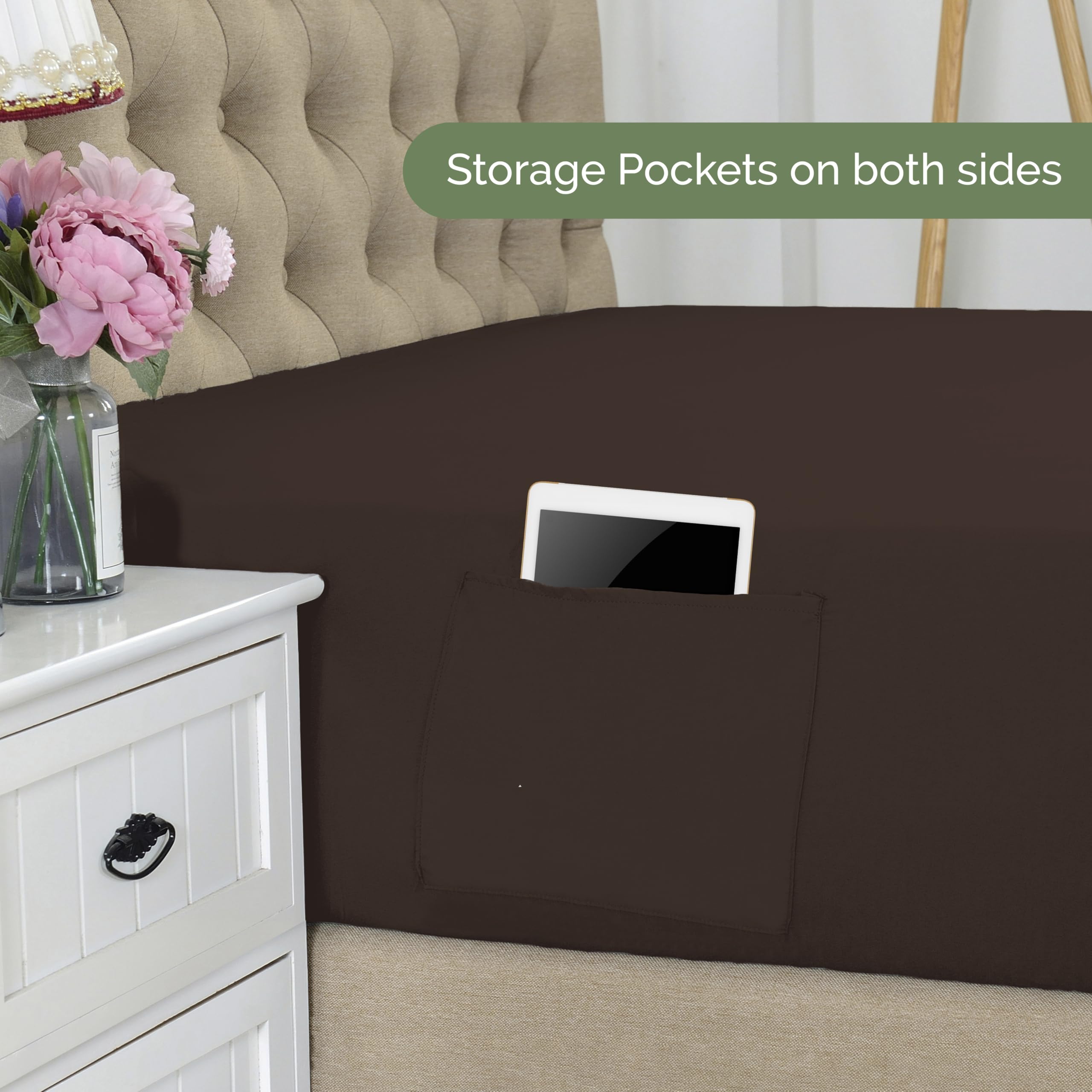 Elegant Comfort 1500 Premium Hotel Quality 18-21 Inches Deep - Extra Deep Pocket Single Fitted Sheet For High Mattress, Luxury And Softest, Smart Pocket - Wrinkle Free, Full, Chocolate Brown