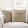 Meekio Set Of 2 Khaki Pillow Covers 18 X 18 Inches Farmhouse Pillow Covers With Coconut Buttons For Sofa Couch Living Room Bedro