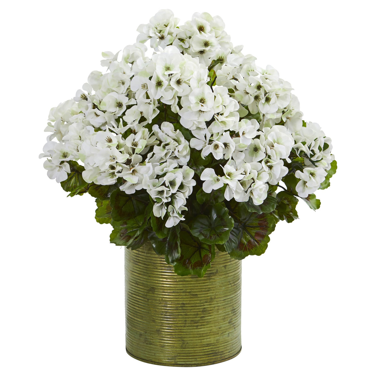 Geranium Artificial Plant In Metal Planter Uv Resistant (Indoor/Outdoor)