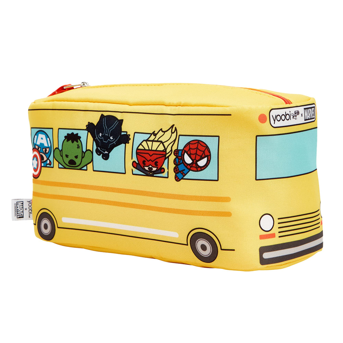 Yoobi X Marvel Avengers Pencil Case - Cute Zip-Up Design, Multi-Use Storage Pouch For Boys & Girls - Kawaii Pen Holder, Paint Br