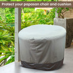 Hudson Comfort Papasan Chair Cover - Waterproof Outdoor Cover - Click-Close Straps And Elastic Hem Cord For Custom Fit - Durable Padded Handle & Air Vent For Circulation - 52' Dia X 35' Height (Gray)