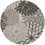 Nourison Aloha Indoor/Outdoor Floral Silver Grey 7'10' X Round Area Rug, (8' Round)