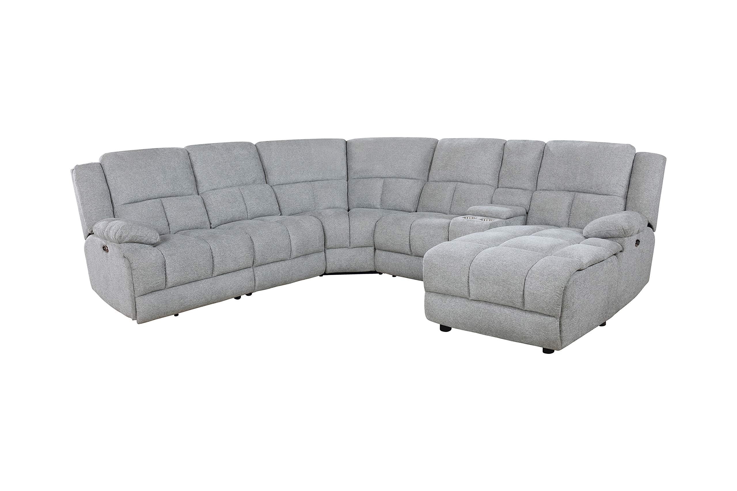Coaster Home Furnishings Belize 6-Piece Pillow Top Arm Power Sectional Grey